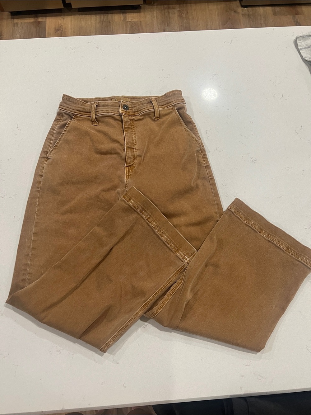 Principle Stretchy Tan Wide Leg Ankle Jeans